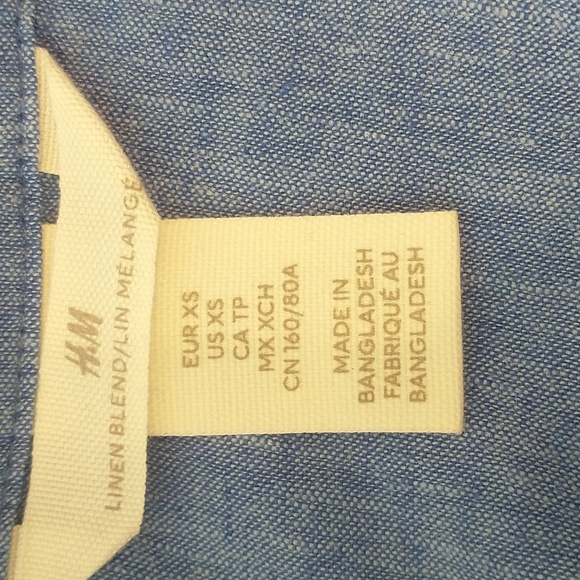 H&M Linen-Blend Shirt Dress Size XS - Picture 9 of 9
